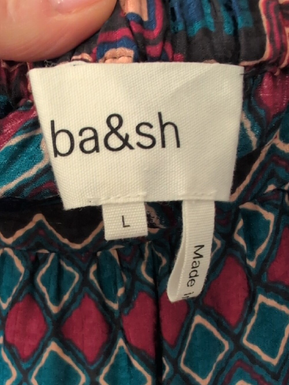 ba&sh Patterned Boho Maxi Skirt in Navy, Purple & Cream - Picture 3 of 4